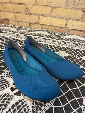 Rothy's Peacock Blue Knit Slip-On Flats, 10